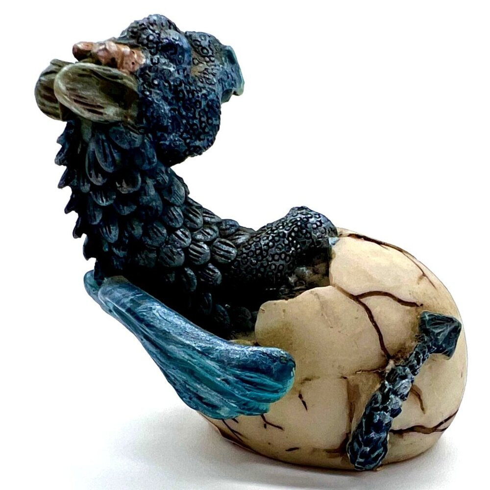Dragon Hatchling Egg Figurine Fantasy Decor Collectible Miniature Blue Green - Picture 5 of 7